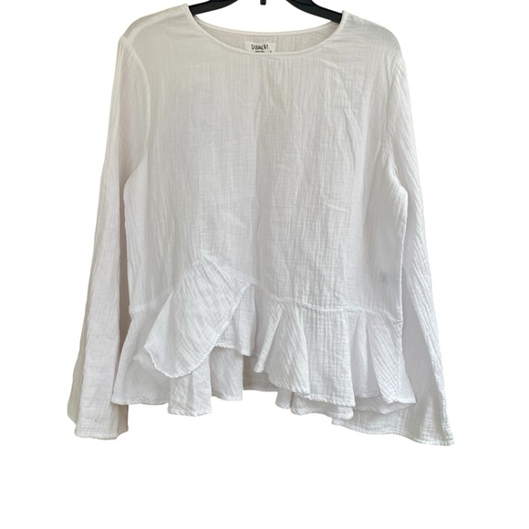 Sam & Lavi Tops - Women's White Ruffled Top
